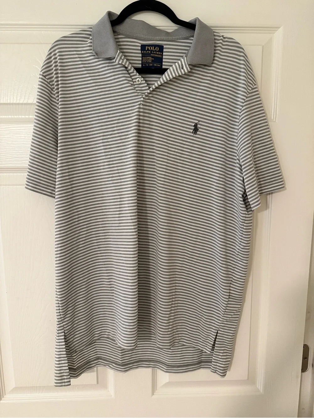 Polo by Ralph Lauren Light Gray & White Striped Polo Shirt
